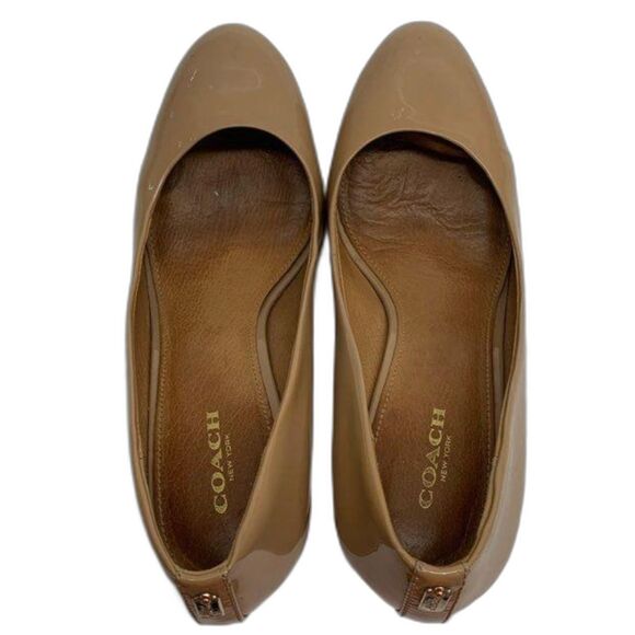 Coach Tan Patent Leather Stiletto Heels - Size 7 - Picture 2 of 7